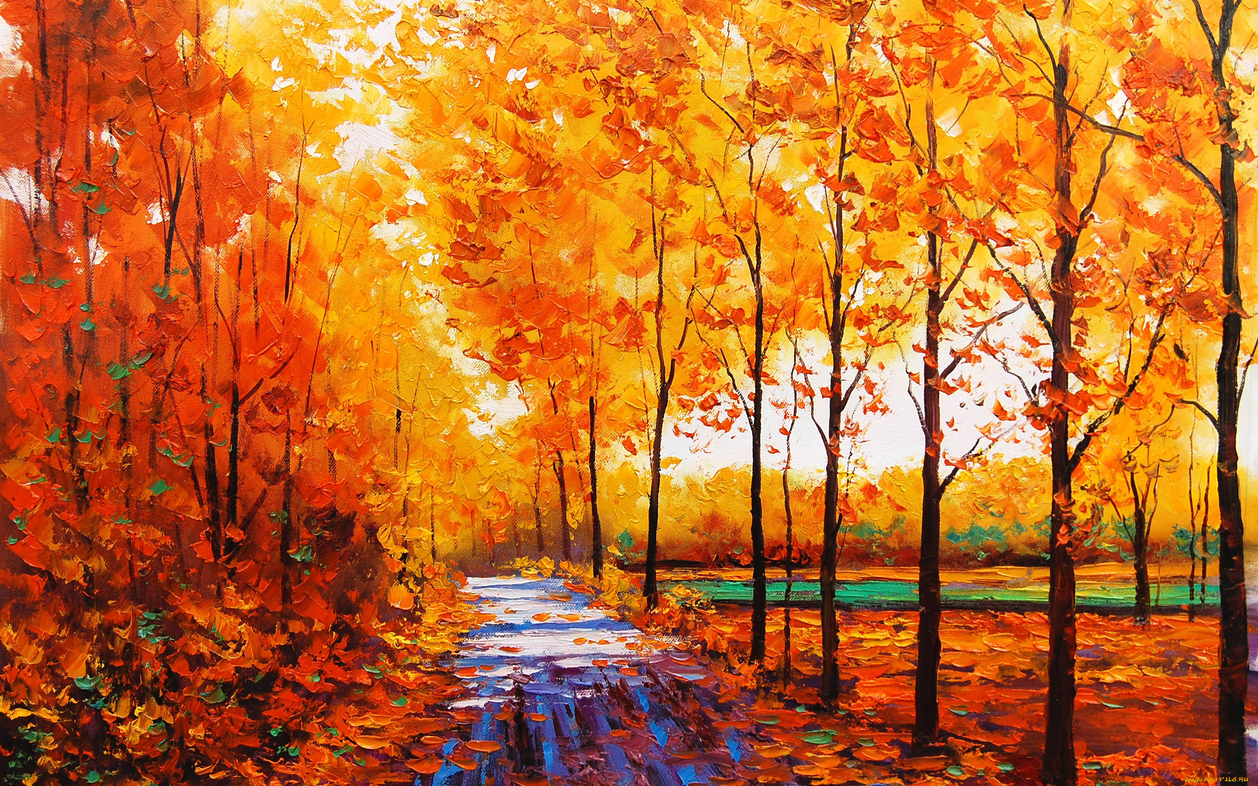 пейзаж, рисованные, природа, импрессионизм, масло, осень.
